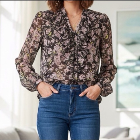 H&M Floral Ruffle Blouse - Romantic Boho Style - Picture 1 of 6